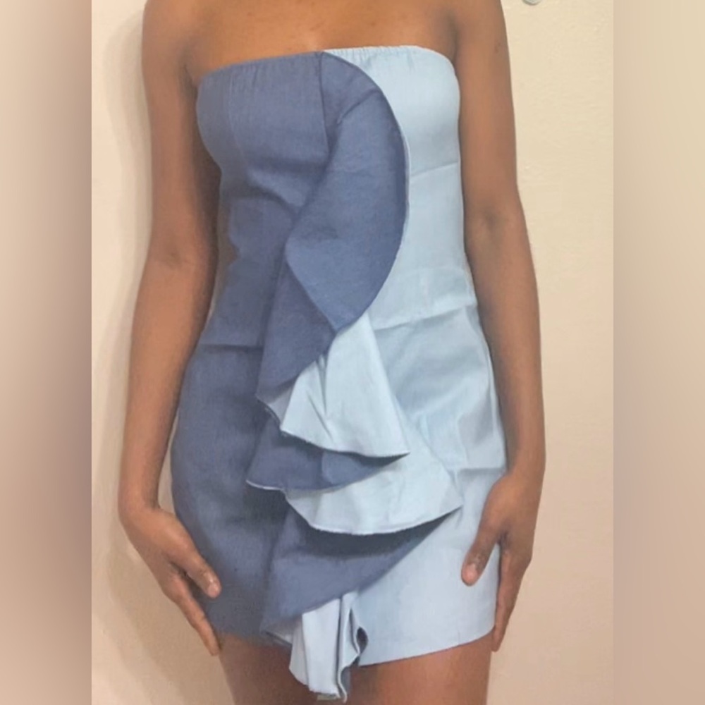 Stylish Blue Ruffle Dress